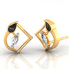 14k (585) Gold Earrings Teardrop Geometric Studs With Black Meena And Embedded Stones