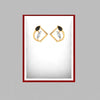 14k (585) Gold Earrings Teardrop Geometric Studs With Black Meena And Embedded Stones