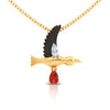 14K Gold Pendant Hummingbird Design With Black Meena And Embedded Stones