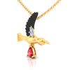 14K Gold Pendant Hummingbird Design With Black Meena And Embedded Stones