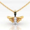 14K Gold Pendant Bird Design With Black Meena And Embedded Stones