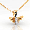 14K Gold Pendant Bird Design With Black Meena And Embedded Stones