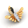 14K Gold Pendant Bird Design With Black Meena And Embedded Stones