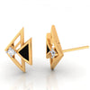 14k (585) Gold Earrings Having A Fish Shape Design And Black Meena With An Embedded Stone