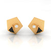 14k (585) Gold Earrings Pentagon Design With Black Meena And Embedded Stone