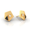 14k (585) Gold Earrings Pentagon Design With Black Meena And Embedded Stone