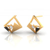 14k (585) Gold Earrings Geometric Triangles Design With Black Meena And Embedded Stone