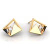 14k (585) Gold Earrings Geometric Triangles Design With Black Meena And Embedded Stone