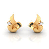 14k (585) Gold Earrings V Shaped Floral Studs With Black Meena And Embedded Stones