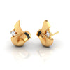 14k (585) Gold Earrings V Shaped Floral Studs With Black Meena And Embedded Stones