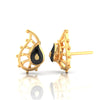 14k (585) Gold Earrings Paisley Studs With Black Meena