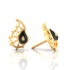 14k (585) Gold Earrings Paisley Studs With Black Meena