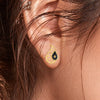 14k (585) Gold Earrings Paisley Studs With Black Meena