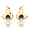 14k (585) Gold Earrings Having A Fire Design With Black Meena And Embedded Stones