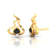 14k (585) Gold Earrings Having A Fire Design With Black Meena And Embedded Stones