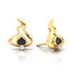 14k (585) Gold Earrings Having A Fire Design With Black Meena And Embedded Stones