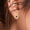 14k (585) Gold Earrings Having A Fire Design With Black Meena And Embedded Stones