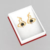 14k (585) Gold Earrings Having A Fire Design With Black Meena And Embedded Stones