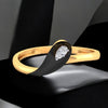 14K Gold Ring Droplet Design With Black Meena And An Embedded Stone (Size 12)