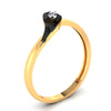 14K Gold Ring Droplet Design With Black Meena And An Embedded Stone (Size 12)