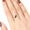 14K Gold Ring Droplet Design With Black Meena And An Embedded Stone (Size 12)