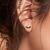 14k (585) Gold Earrings Boat Studs With Black Meena And Embedded Stones