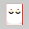 14k (585) Gold Earrings Boat Studs With Black Meena And Embedded Stones