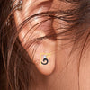 14k (585) Gold Earrings Geometric Swirl Studs With Black Meena And Embedded Stones