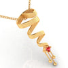 14K gold earrings with spiral pattern and red stone