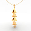 14K unique gold pendant with four hanging cones