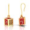 14K cubical gold earrings with a touch of reddish hue