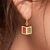 14K cubical gold earrings with a touch of reddish hue