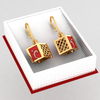 14K cubical gold earrings with a touch of reddish hue