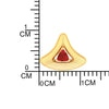 14K gold pendant in the shape of a cone with a red stone in the centre