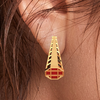 14K beautiful gold earrings with reddish hue in a conical shape