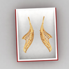 14K gold earrings with a unique bended conical shape