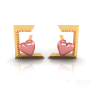 14K Half Sqaure and Hearts Gold Earrings