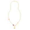 14K Love word Pink rose and heart necklace