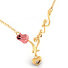 14K Love word Pink rose and heart necklace