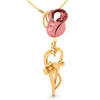 14 K  Pink Rose and Elongated Heart Flower pendant