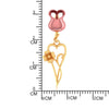 14 K  Pink Rose and Elongated Heart Flower pendant