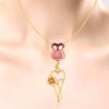 14 K  Pink Rose and Elongated Heart Flower pendant