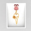 14 K  Pink Rose and Elongated Heart Flower pendant