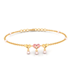 14K Gold triple dangling hearts Bracelet