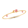 14K Gold Pink Rose With gold leaves Bracelet