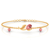 14K Gold Pink Rose With gold leaves Bracelet