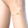 14K Gold Pink Rose With gold leaves Bracelet