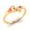 14K Double mini stone studded hearts ring