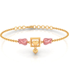 14K Gold Geometric Sqaure and Pink CZ Roses Bracelet