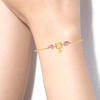 14K Gold Geometric Sqaure and Pink CZ Roses Bracelet